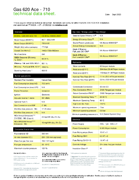 Gas 620 Ace 710 - Technical Sheet