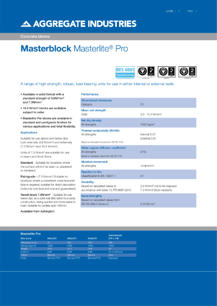 Masterblock Masterlite® Pro concrete blocks