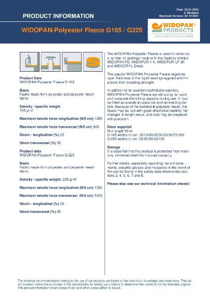 PDS WIDOPAN-Polyester Fleece G165-G225