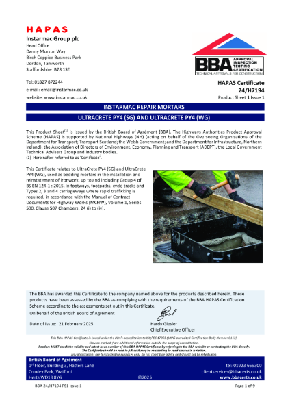 BBA HAPAS Certification