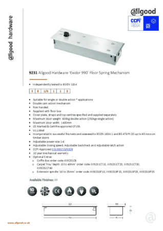 9231-Datasheet Iss07 | Allgood Ltd | NBS Source