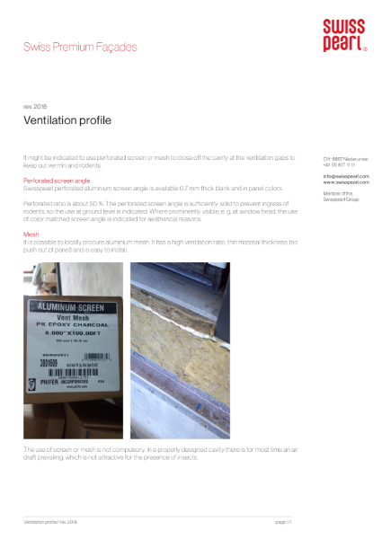 Swisspearl Ventilation Profile