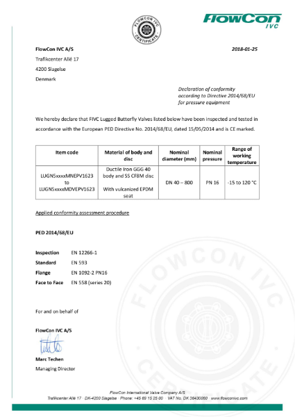 FIVC PED LUGN5 Butterfly Valves PN16