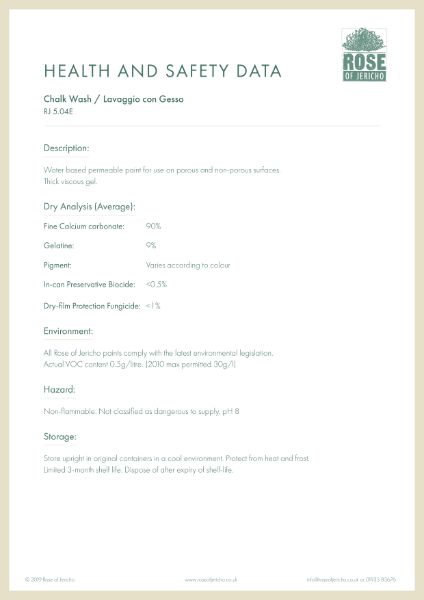 Chalk Wash - Health and Safety