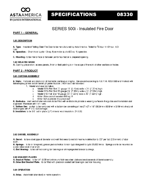 Series 500i Technical Specifications
