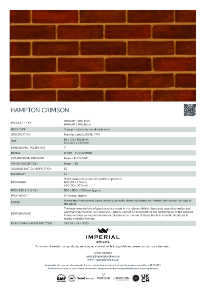 Imperial Bricks Hampton Crimson Datasheet