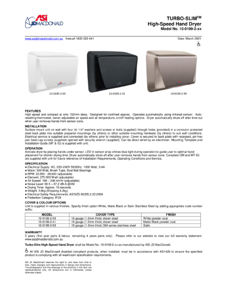 TURBO-Slim Specification Sheet