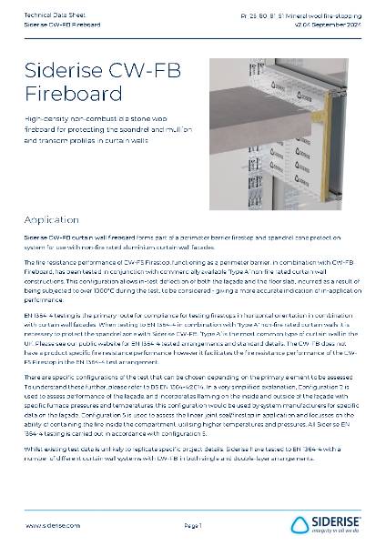 Siderise CW-FB Curtain Wall Fire Board Technical Data v2.04