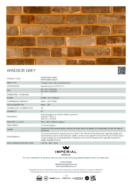 Imperial Bricks Windsor Grey Datasheet