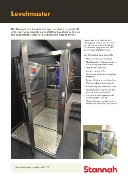 Stannah Levelmaster low rise goods step lift brochure