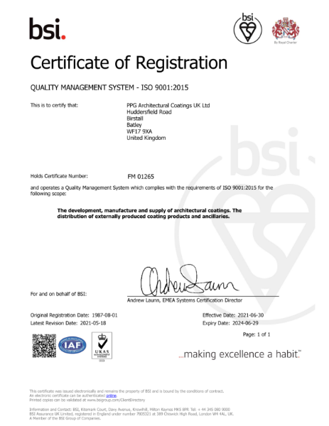 ISO Certificate of Registration - ISO 9001:2015