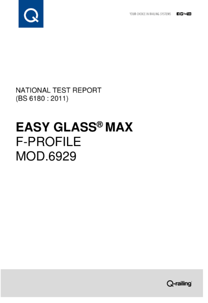 BS 6180 Test report Q-railing Easy Glass Max, top mount F profile