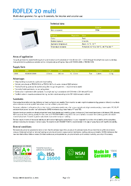 Roflex 20 Multi Technical Datasheet