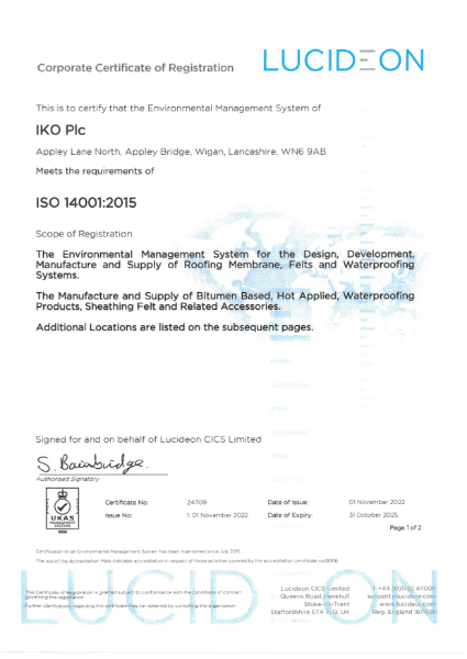 IKO PLC ISO 14001 Certificate