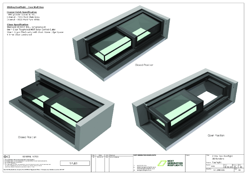 Sliding Rooflight (2 Wall Box)