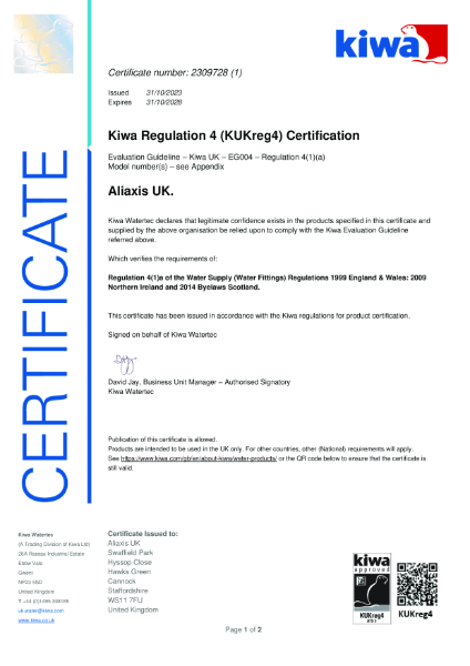 UK Water Regulation 4 - Manifolds