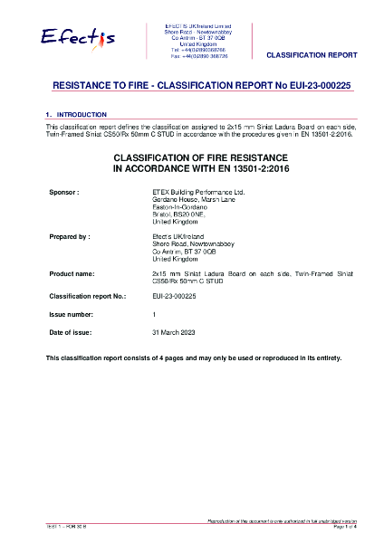 Fire classification report EUI-23-000225