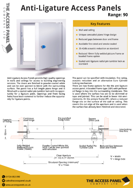 Anti-Ligature Access Panels - Walls