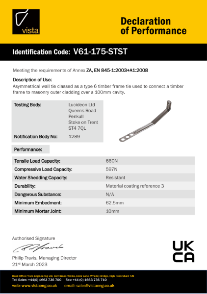 V61-175-STST Declaration of Performance