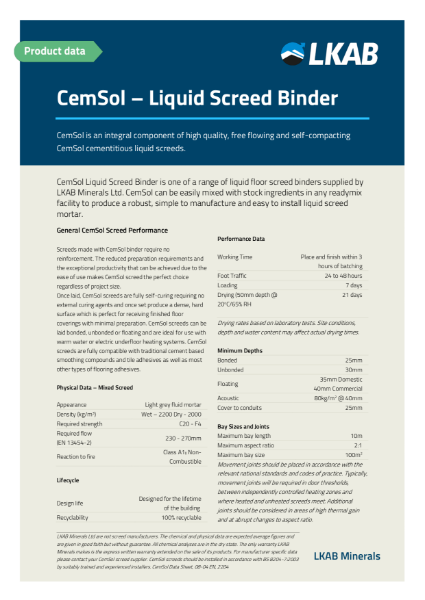 CemSol – Liquid Screed Binder