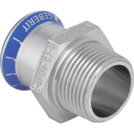 Geberit Mapress Stainless Steel Adaptor With Male Thread (Silicone-Free)