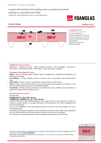 TDS_4.6.2_Warm Roof - Metal Deck - FOAMGLAS Insulation (Hot Applied) with standing seam