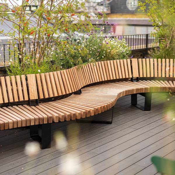 Wavy seating on private members club roof terrace | Furnitubes ...