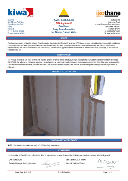 Duratherm timber framed wall insulation