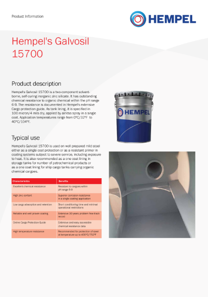 Hempel's Galvosil 15700 Product Information Sheet