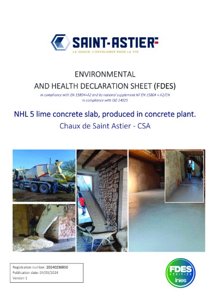 LIFE CYCLE  FOR LIME CONCRETE IN PLANT SAINT-ASTIER LIME