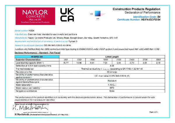 Hi-Spec S4 Declaration of Performance