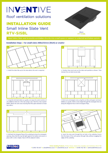 Installation Advice for Small Inline Slate Vent RTV-SIS