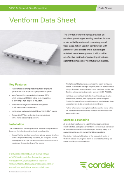 Cordek Ventform Data Sheet