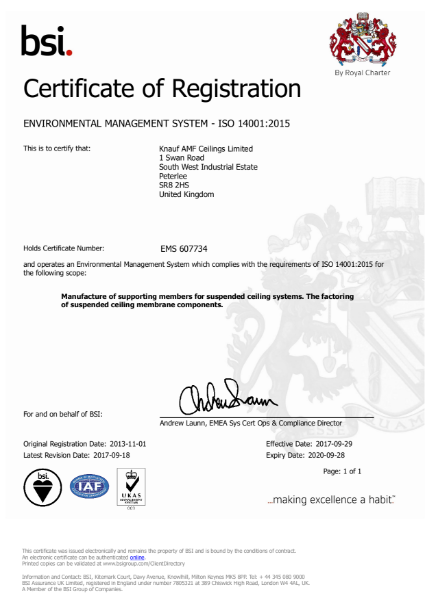 ISO 14001:2015 Certificate