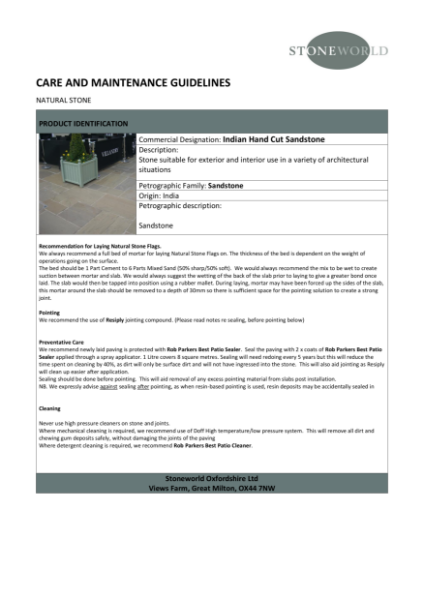 Care & Maintenance Guidelines Raj Green