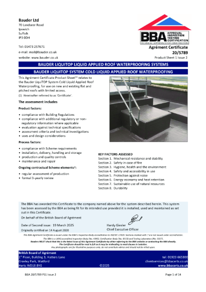 BBA Agrément Certificate