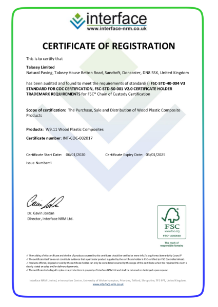 Talasey FSC Certificate