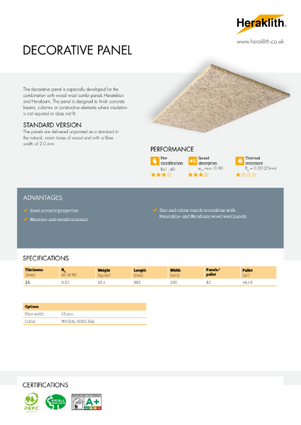 Datasheet Decorative Panel Heraklith Wood Wool