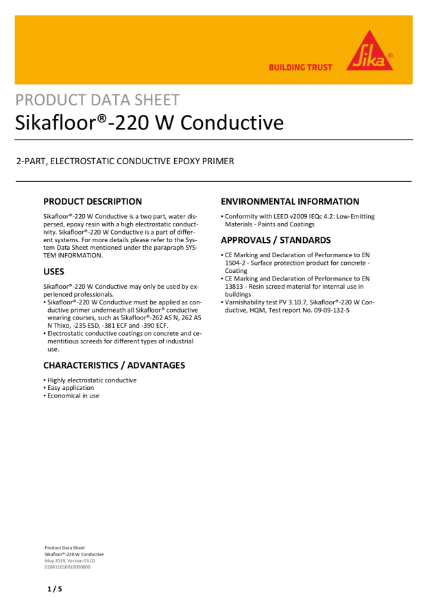 Product Data Sheet - Sikafloor 220W Conductive Primer