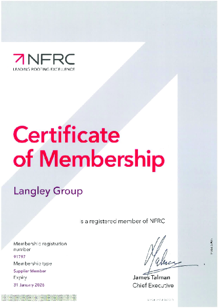Langley UK - The National Federation of Roofing Contractors (NFRC) Certificate of Membership