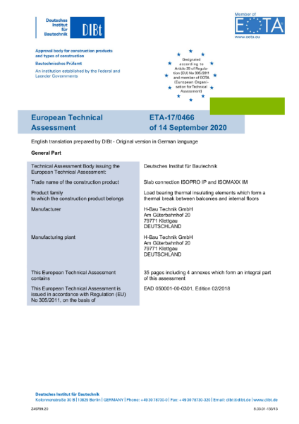 European Technical Assessment for ISOPRO - ETA-17/0466