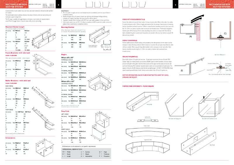 Specification Guide - Rectangular Box Gutter