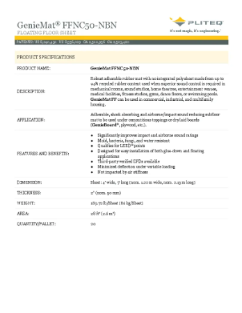 PLITEQ - GENIEMAT FFNC50-NBN-SHEET-48x84 - Technical Data Sheet