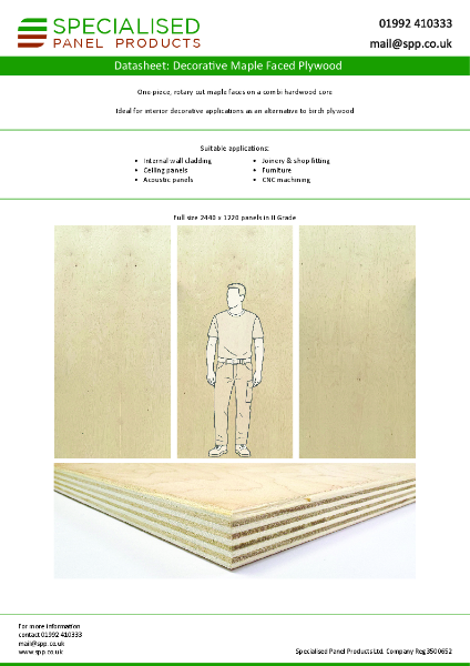 Decorative Maple Faced Plywood Data Sheet