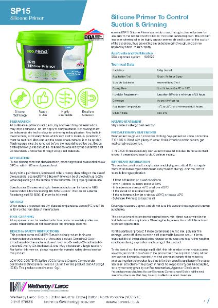 ecorend SP15 Silicone Primer  - TDS