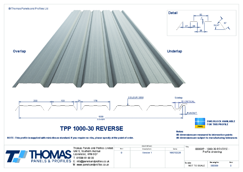000009 - 1000-30 REVERSE - Profile drawing