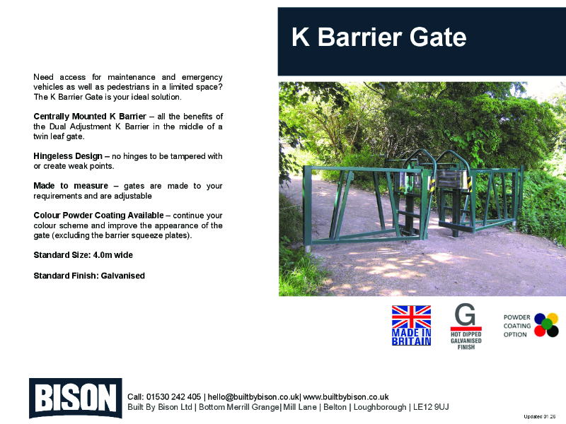 Bison K Barrier Emergency Vehicle Access Gate Data Sheet
