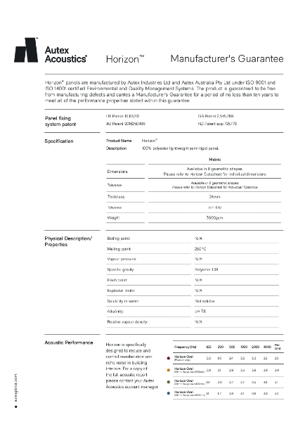 Horizon Manufacturers Warranty
