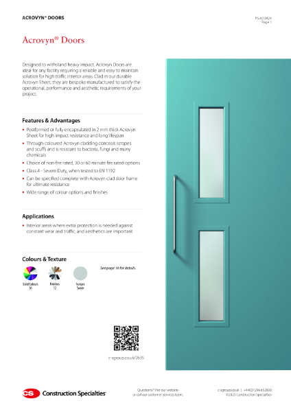 CS Acrovyn Doors_Product Sheet (04.24)