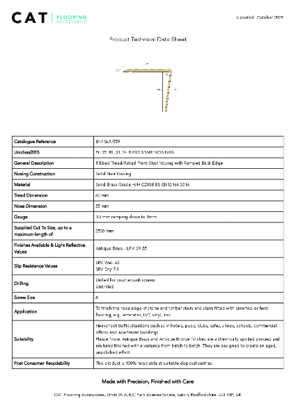 BN1SLR/55R Antique Brass Technical Datasheet